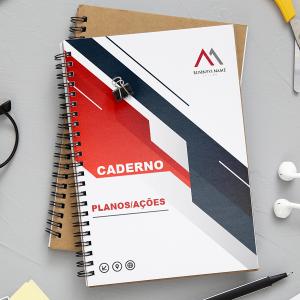 Caderno Personalizado Miolo sulfite 75g - 100 folhas pautadas 20x28cm 4x0 Capas Laminadas Fosco/Brilho Capa Dura Frente e Verso Encadernado com WIRE-O/ferro